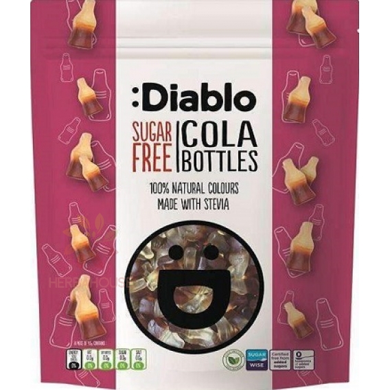 Obrázok pre Diablo Gumené cukríky bez cukru so sladidlami s príchuťou koly (75g)