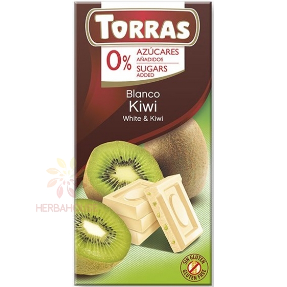 Obrázok pre Torras Bezlepková biela čokoláda s kiwi bez pridaného cukru (75g)