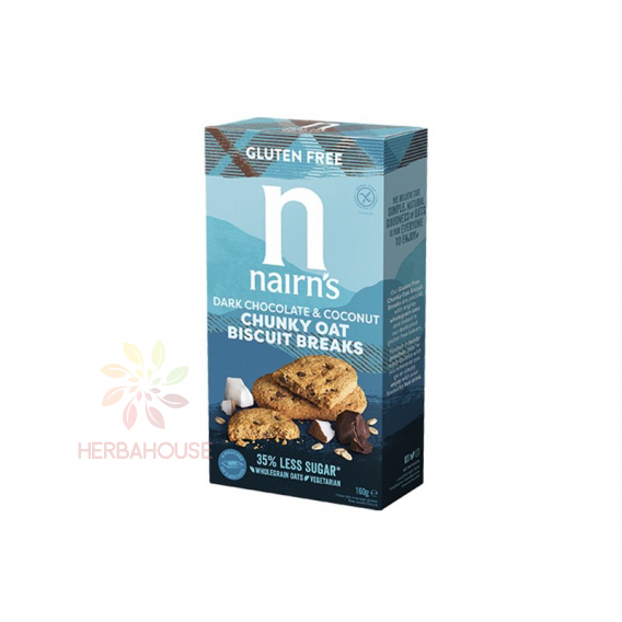 Obrázok pre Nairns Bezlepkové celozrnné ovsené sušienky tmavá čokoláda a kokos (160g)