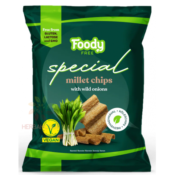 Obrázok pre Foody Free Special Bezlepkový Prosový chips s medvedím cesnakom (45g)