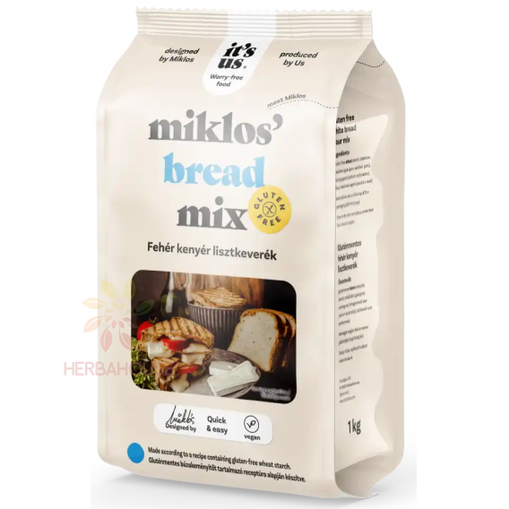 Obrázok pre Naturbit It´s us Miklos Bread Mix Bezlepková múčna zmes na prípravu bieleho chleba (1000g)