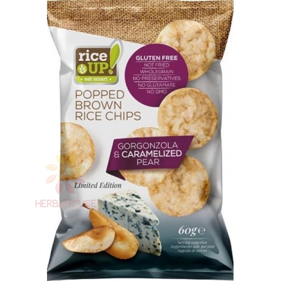 Obrázok pre Rice Up Bezlepkový ryžový chips s príchuťou Gorgonzola a karamelizovaná hruška (60g)