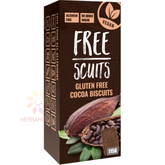 Obrázok pre FreeScuits Bezlepkové kakaové sušienky so sladidlom (115g)