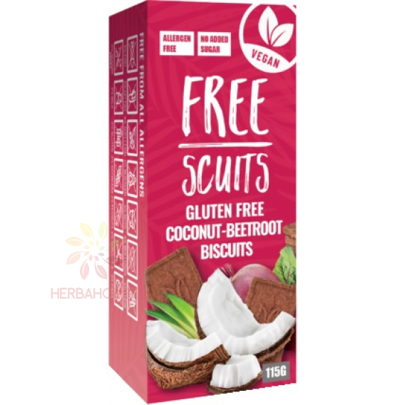 Obrázok pre FreeScuits Bezlepkové kokosovo-cviklové sušienky so sladidlom (115g)