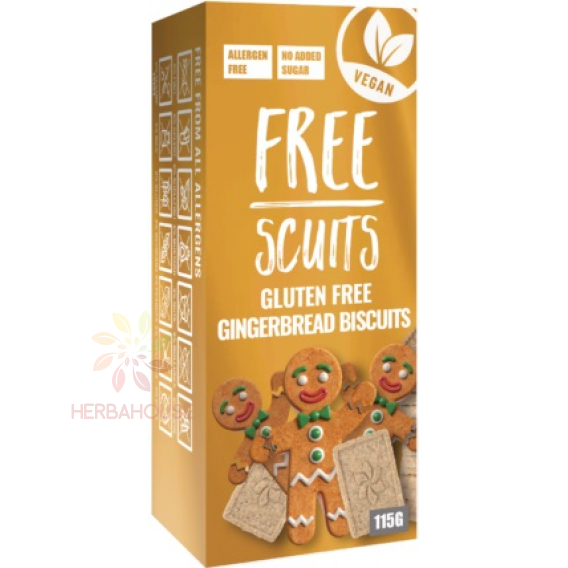 Obrázok pre FreeScuits Bezlepkové sušienky s perníkovou príchuťou so sladidlom (115g)