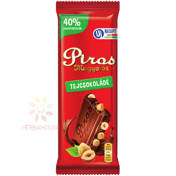 Obrázok pre Piros Mogyorós Mliečna čokoláda s lieskovými orieškami (80g)