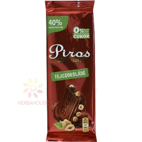 Obrázok pre Piros Mogyorós Mliečna čokoláda s lieskovými orieškami bez pridaného cukru (80g)