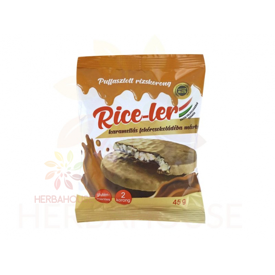 Obrázok pre Nagykun Rice-Ler Ryžové chlebíčky s polevou z bielej čokolády s karamelom (45g)