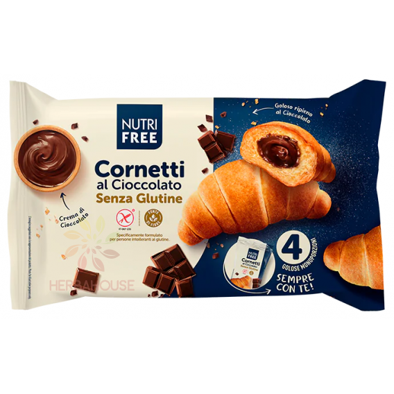 Obrázok pre Nutri Free Cornetti Bezlepkové maslové rohlíky s čokoládovou náplňou (240g)