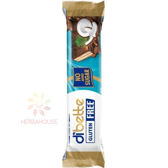 Obrázok pre Dibette NAS Bezlepková oblátka s kokosovým krémom v mliečnej čokoláde so sladidlom (26g)