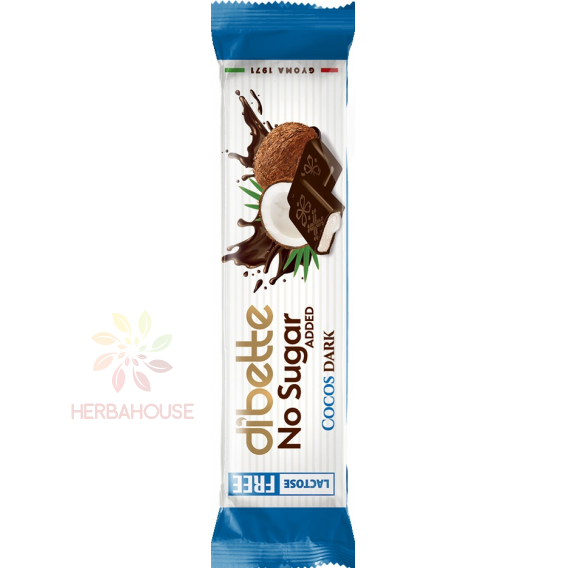 Obrázok pre Dibette NAS Horká čokoláda so sladidlom plnená krémom s kokosovou príchuťou (22g)
