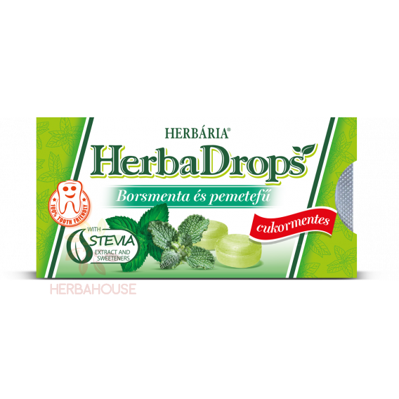 Obrázok pre Herbária HerbaDrops Bylinné pastilky bez cukru mäta pieporná a jablčník obyčajný (8 pastiliek)