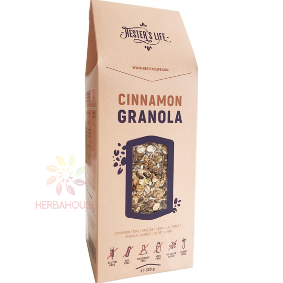 Obrázok pre Hester´s Life Cinnamon Bezlepková granola škoricová bez pridaného cukru (320g) 