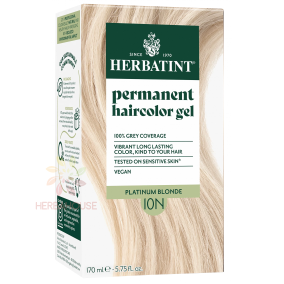 Obrázok pre Herbatint Prírodná permanentná farba na vlasy 10N - platinová blond (170ml)