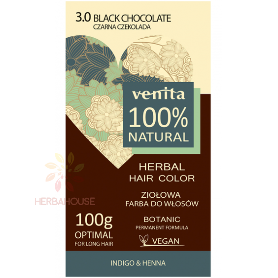 Obrázok pre Venita 100% prírodná farba na vlasy 3.0 - čierna čokoláda (100g)