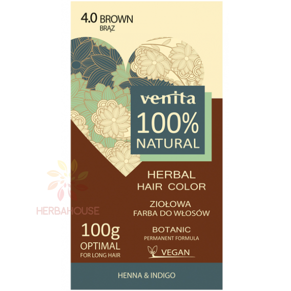 Obrázok pre Venita 100% prírodná farba na vlasy 4.0 - hnedá (100g)