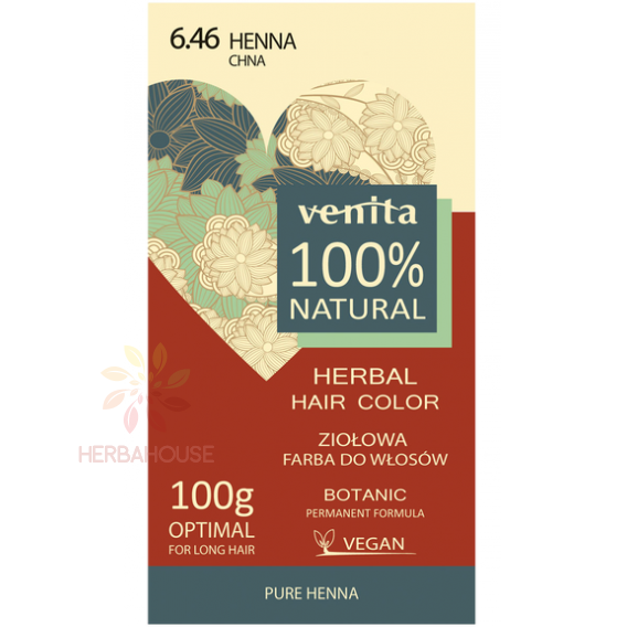 Obrázok pre Venita 100% prírodná farba na vlasy 6.46 - henna červená (100g)