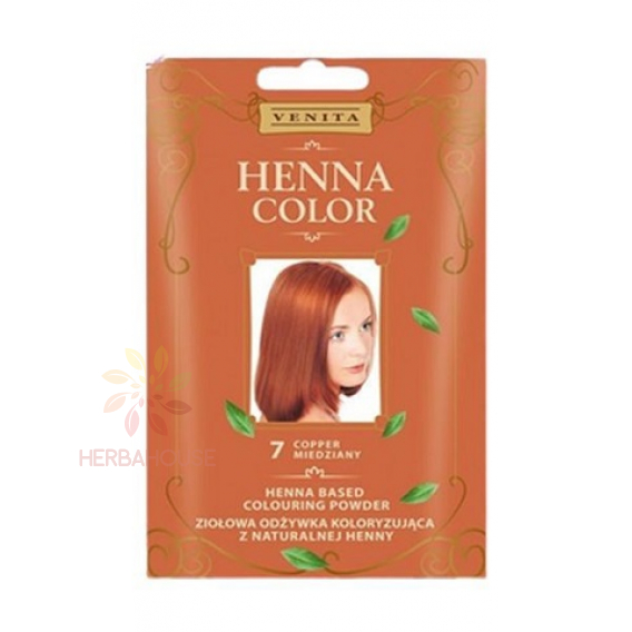 Obrázok pre Venita Henna Color prírodný prášok na farbenie vlasov 7 - hrdzavá červená (25g)