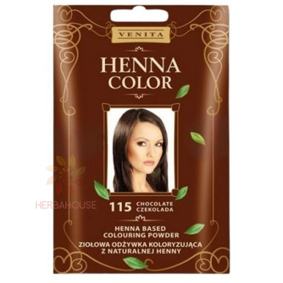 Obrázok pre Venita Henna Color prírodný prášok na farbenie vlasov 115 - čokoládovo hnedá (25g)